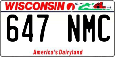 WI license plate 647NMC