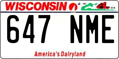 WI license plate 647NME