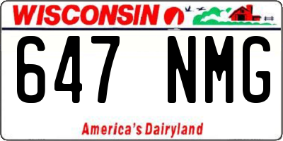 WI license plate 647NMG