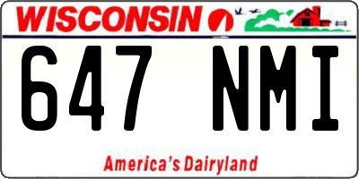 WI license plate 647NMI