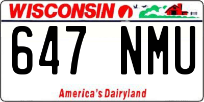 WI license plate 647NMU