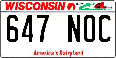 WI license plate 647NOC