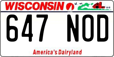 WI license plate 647NOD