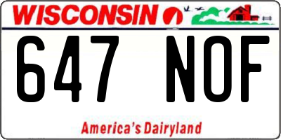 WI license plate 647NOF