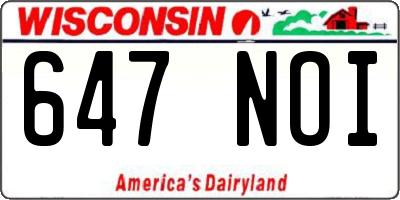 WI license plate 647NOI