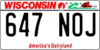 WI license plate 647NOJ