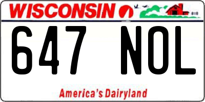 WI license plate 647NOL