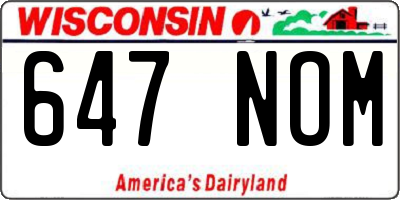 WI license plate 647NOM