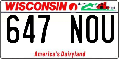 WI license plate 647NOU