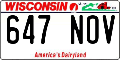 WI license plate 647NOV