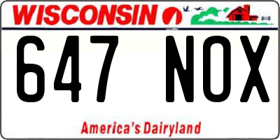 WI license plate 647NOX