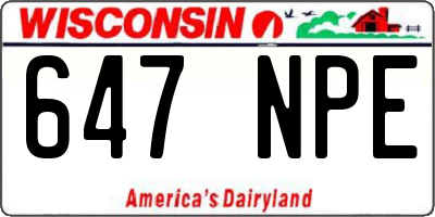WI license plate 647NPE