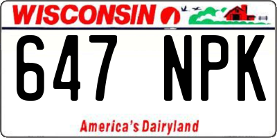 WI license plate 647NPK