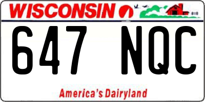 WI license plate 647NQC