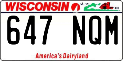 WI license plate 647NQM