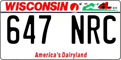 WI license plate 647NRC