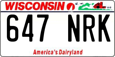 WI license plate 647NRK