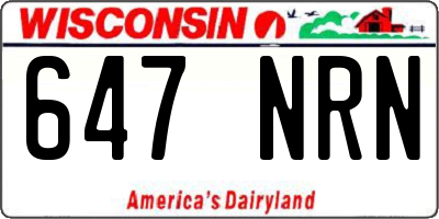 WI license plate 647NRN