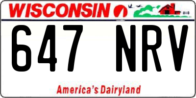WI license plate 647NRV