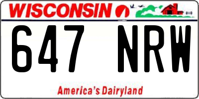 WI license plate 647NRW