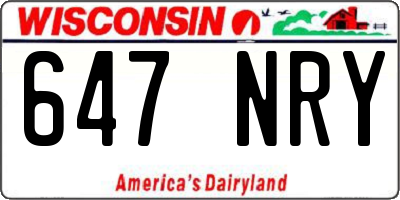 WI license plate 647NRY