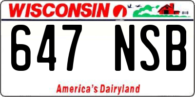 WI license plate 647NSB