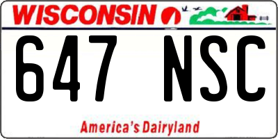 WI license plate 647NSC