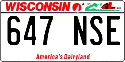 WI license plate 647NSE