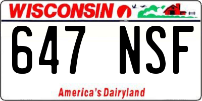 WI license plate 647NSF