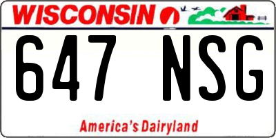 WI license plate 647NSG