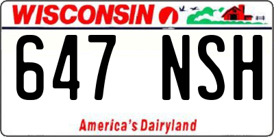 WI license plate 647NSH