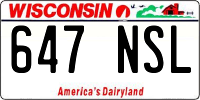 WI license plate 647NSL