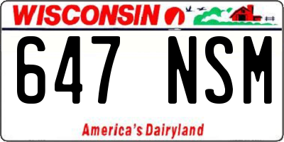 WI license plate 647NSM