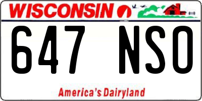 WI license plate 647NSO