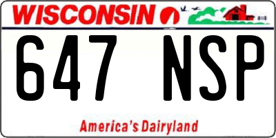 WI license plate 647NSP