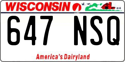 WI license plate 647NSQ