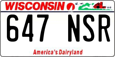 WI license plate 647NSR