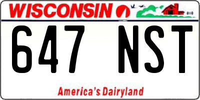 WI license plate 647NST