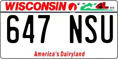 WI license plate 647NSU