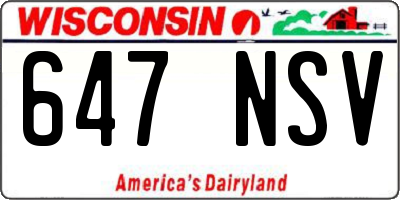 WI license plate 647NSV