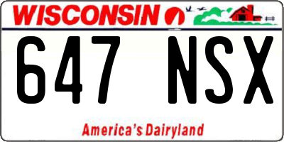 WI license plate 647NSX