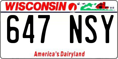 WI license plate 647NSY