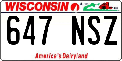 WI license plate 647NSZ