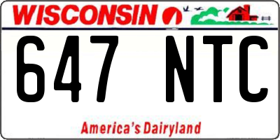 WI license plate 647NTC