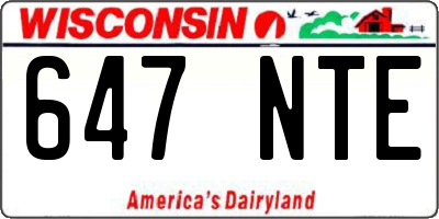 WI license plate 647NTE