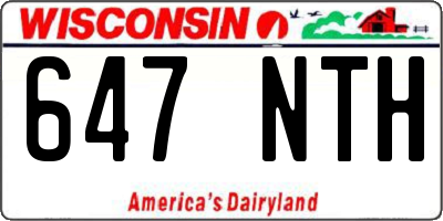 WI license plate 647NTH