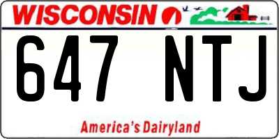 WI license plate 647NTJ