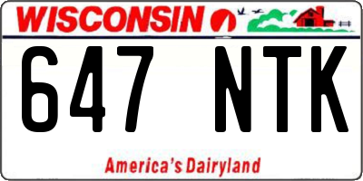 WI license plate 647NTK