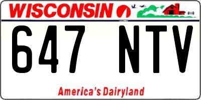 WI license plate 647NTV