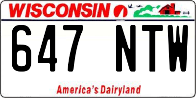WI license plate 647NTW